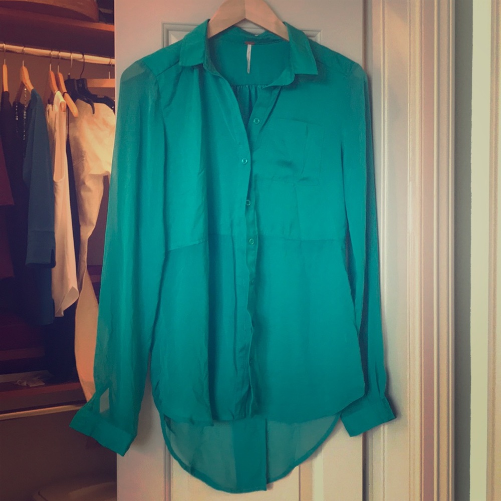 Free People Emerald Green Sheer Tunic